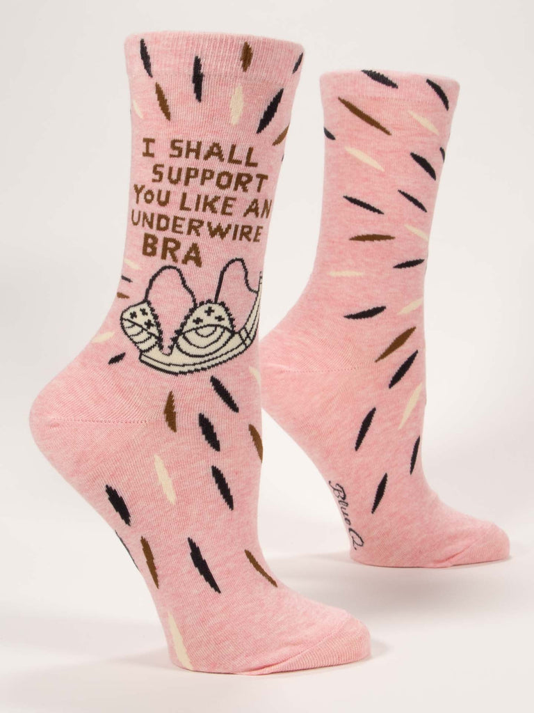 Blue Q I Shall Support You Like An Underwire Bra Womens Crew Socks