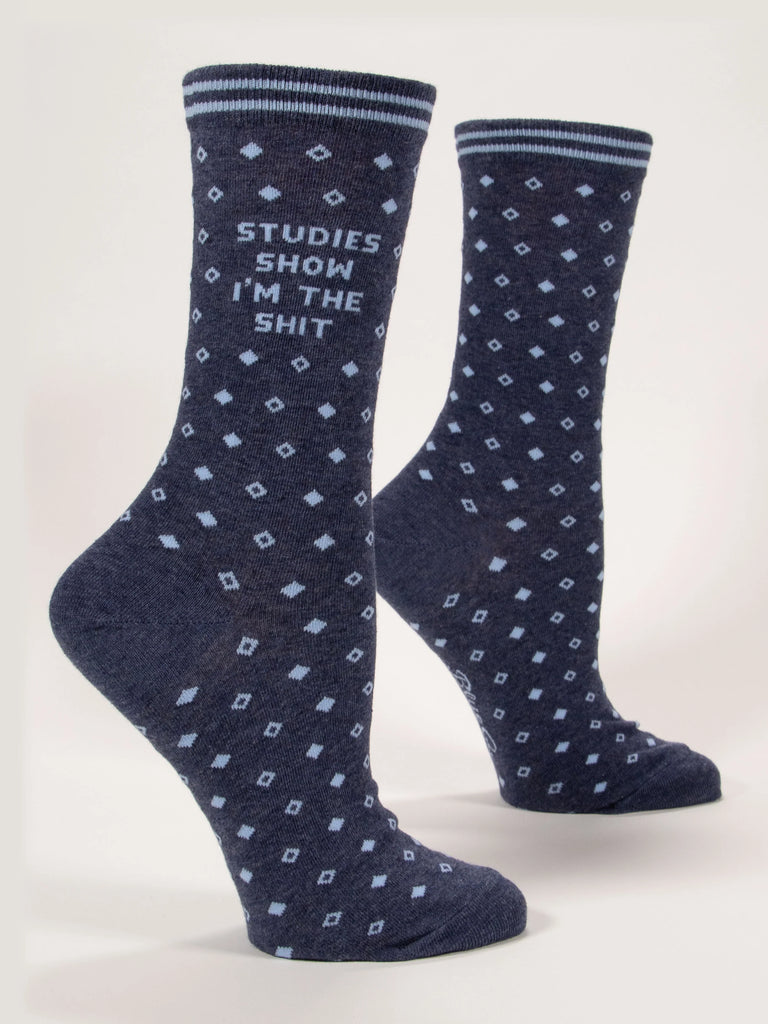 Blue Q Womens Crew Sock Studies Show I am the Shit