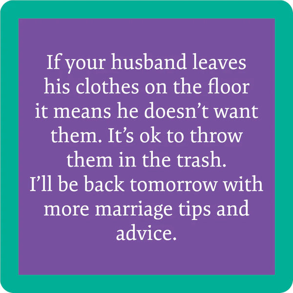 Drinks on Me Free Marriage Tip Coaster