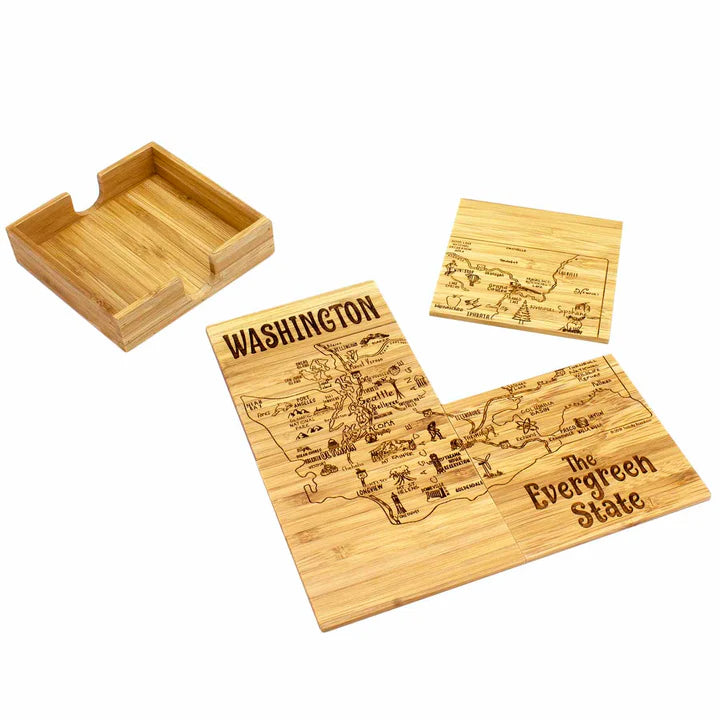 Totally Bamboo Washington Puzzle Coaster Set of 4