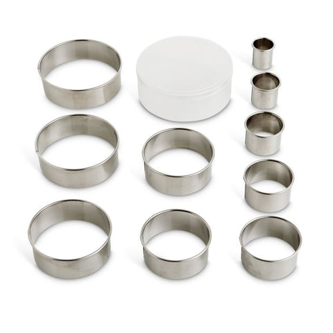 HIC Mrs. Anderson's Baking Round Cutters with Reusable Storage Container, Set of 10