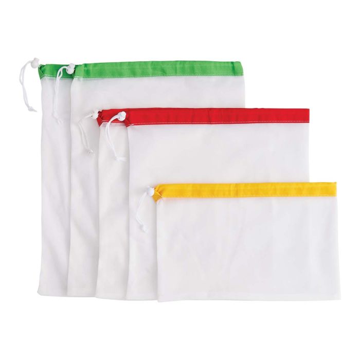HIC Kitchen Reusable Mesh Produce Bags, Set of 5