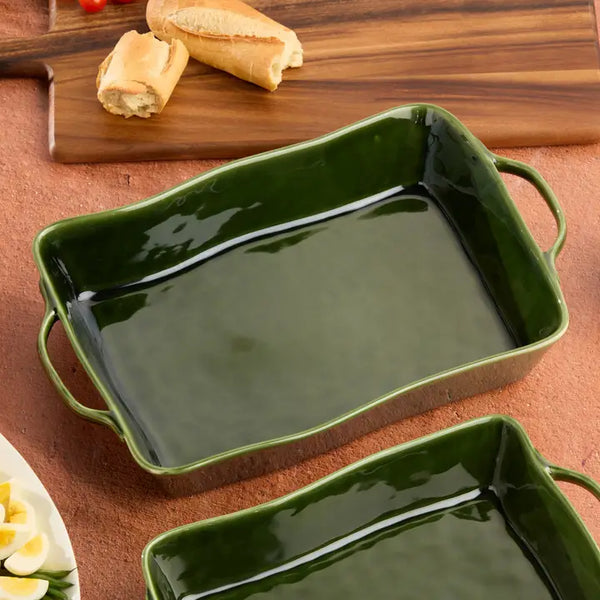 Certified International Verde Large Rectangular Baker 16x10.25x3in