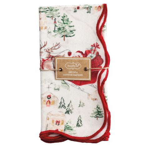 Mudpie Christmas Scalloped Napkin Set 4pk