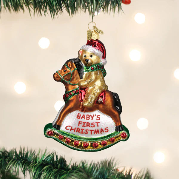 Old World Christmas Rocking Horse Teddy