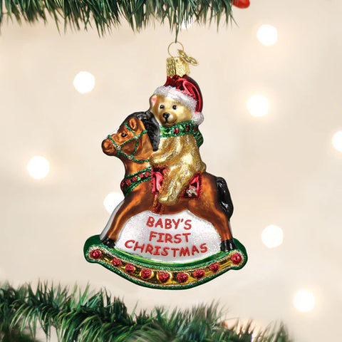 Old World Christmas Rocking Horse Teddy