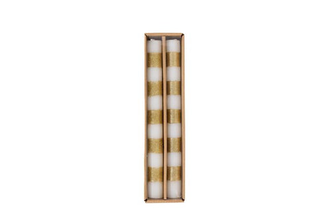 Mudpie Gold Stripe Taper Candle 2pk