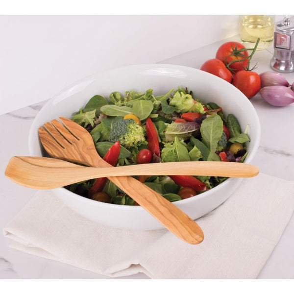 HIC Eddingtons Italian Olive Wood Salad Set, 13in