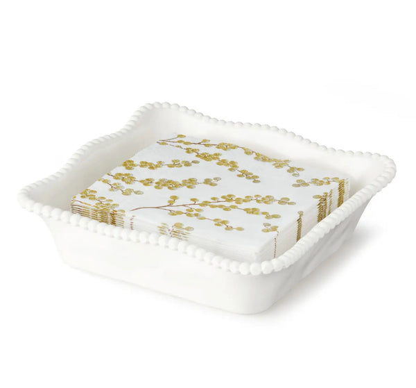 Certified International Perlette Cream Melamine Cocktail Napkin Holder