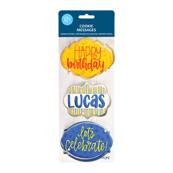 R&M Cookie Messages 3 PC Cookie Cutter Set