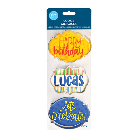 R&M Cookie Messages 3 PC Cookie Cutter Set