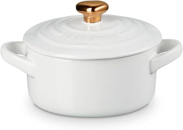 Le Creuset White Round Cocotte 8oz with Heart Knob