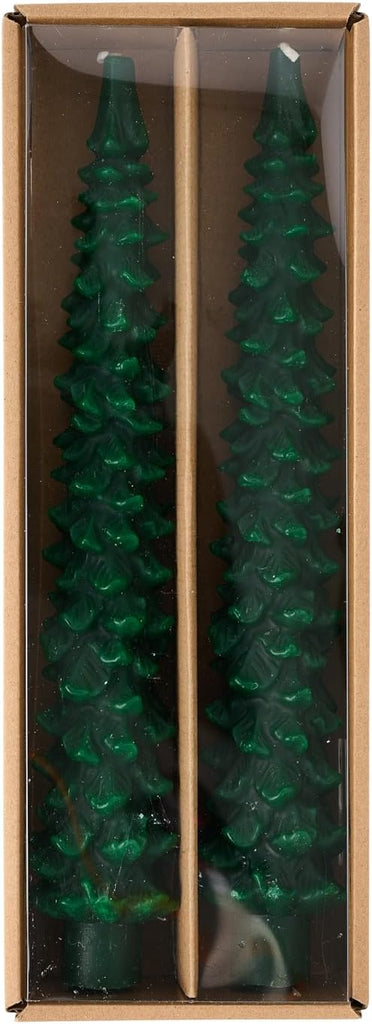 Mudpie Christmas Tree Green Taper Candle 2pk