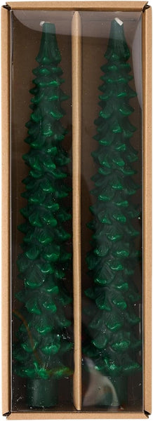 Mudpie Christmas Tree Green Taper Candle 2pk