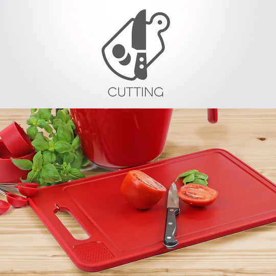 Reston Lloyd Red Cutting Board/Defroster/Zester/Knife Sharpener
