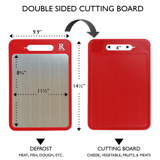 Reston Lloyd Red Cutting Board/Defroster/Zester/Knife Sharpener