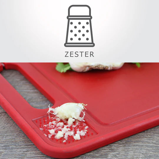 Reston Lloyd Red Cutting Board/Defroster/Zester/Knife Sharpener
