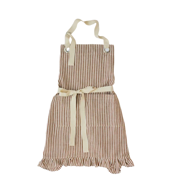 Porter Lane Home Rust Ruffle Pin Stripe Apron