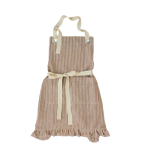 Porter Lane Home Rust Ruffle Pin Stripe Apron