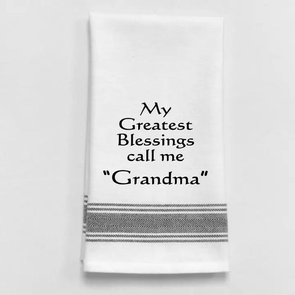 Wild Hare My Greatest Blessings Call Me Grandma Tea Towel