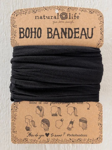 Natural Life Solid Black Boho Bandeau® Headband