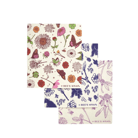 Bees Wrap Swedish Dishcloth 3 Pack Assorted