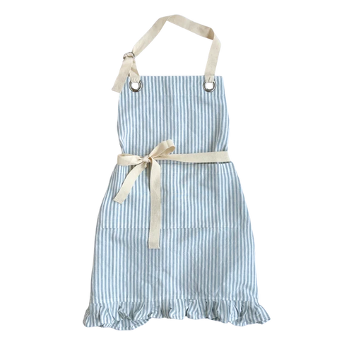 Porter Lane Home Blue Ruffle Pin Stripe Apron