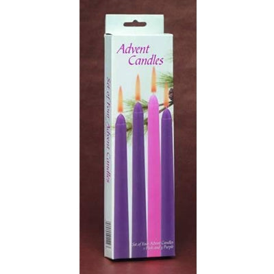Biedermann & Sons Advent 7/8" dia. Taper Candles - Set of 4 (3 Purple &1 Pink