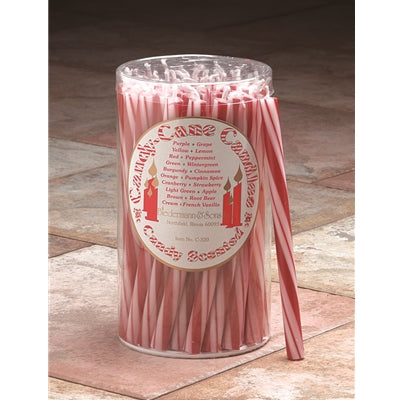 Biedermann & Sons Red Candy Cane Taper Candles 1/2" dia. x 8" ht