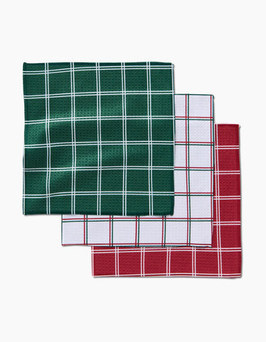 Geometry Christmas Grids Dishcloth Set of 3