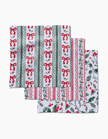 Geometry Christmas Ribbons Tea Towel Set