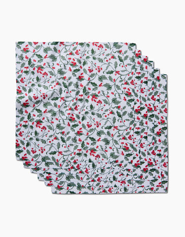 Geometry Christmas Holly Dinner Napkins 6 Pack