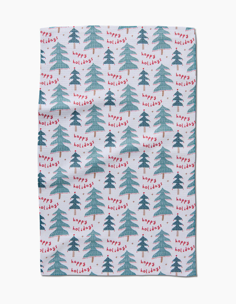 Geometry Berry Happy Holidays Hand Towel