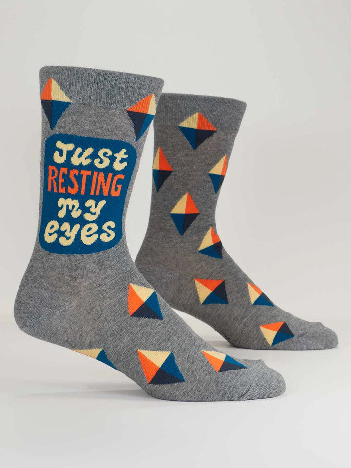 Blue Q Men's Crew Socks Resting my Eyes