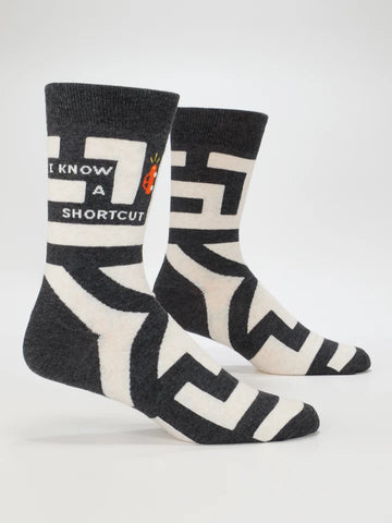 Blue Q I Know A Shortcut M-Crew Socks
