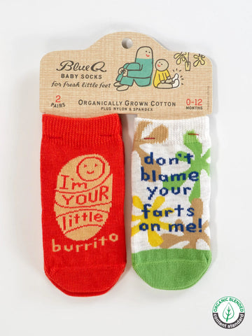 Blue Q Baby Socks Little Burrito/Don't Blame farts on me