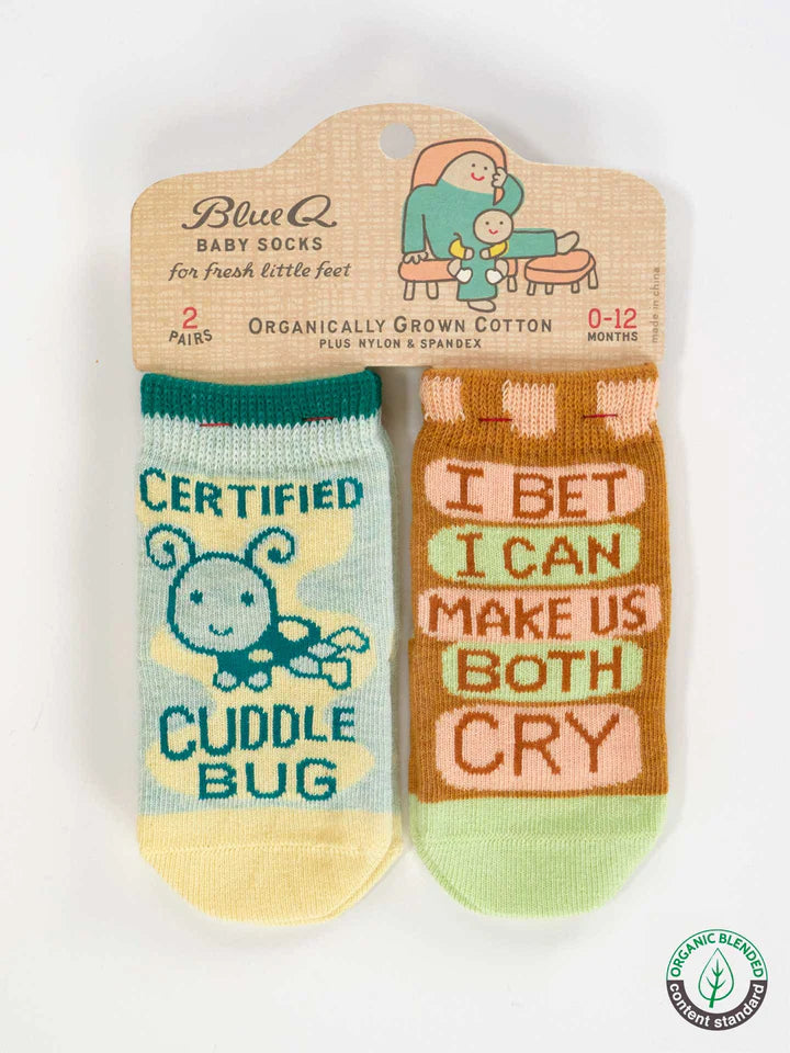 Blue Q Baby Socks I Bet I can Make us Both Cry