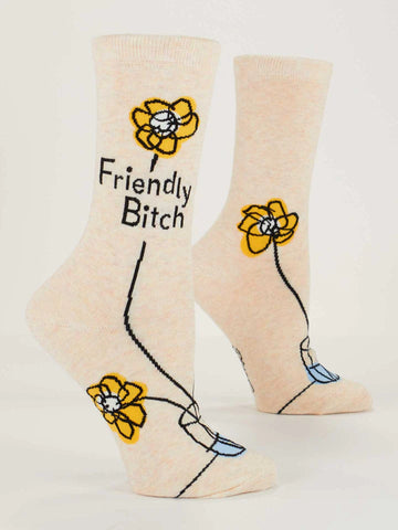 Blue Q Friendly Bitch W-Crew Socks