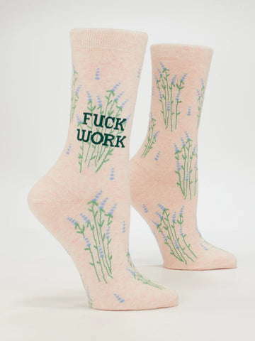 Blue Q Fuck Work W-Crew Socks