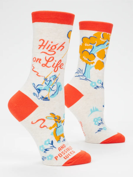 Blue Q High On Life...And Possibly Weed W-Crew Socks