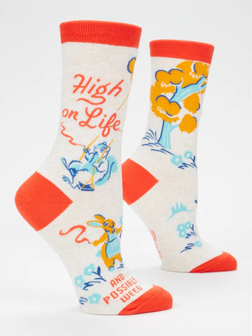 Blue Q High On Life...And Possibly Weed W-Crew Socks