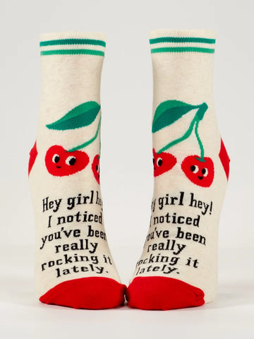 Blue Q Hey Girl Hey! I Noticed You've Been Really Rocking It Lately. W-Ankle Socks