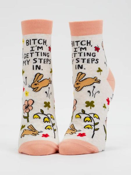 Blue Q Bitch, I'm Getting My Steps In W-Ankle Socks