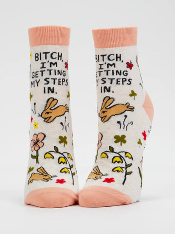 Blue Q Bitch, I'm Getting My Steps In W-Ankle Socks