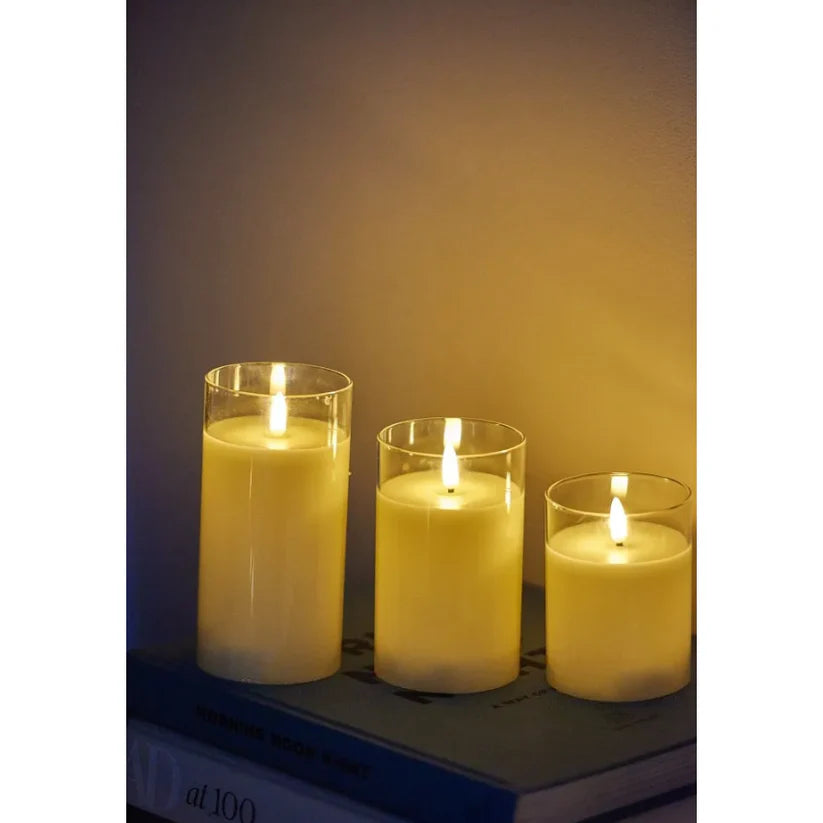 Lumina of London Set of 3 Glass LED Candles