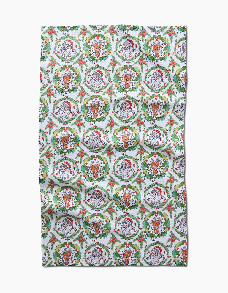 Geometry Berry Retro Holiday Tea Towel