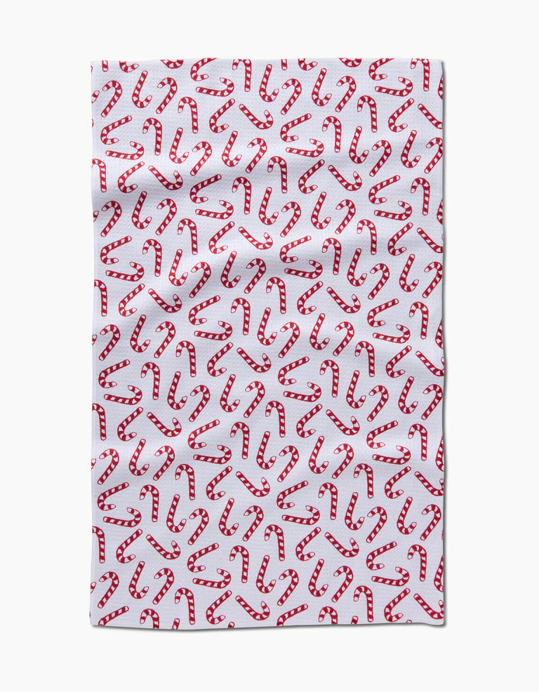 Geometry Christmas Candy Canes Tea Towel