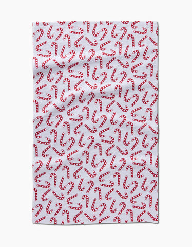 Geometry Christmas Candy Canes Tea Towel