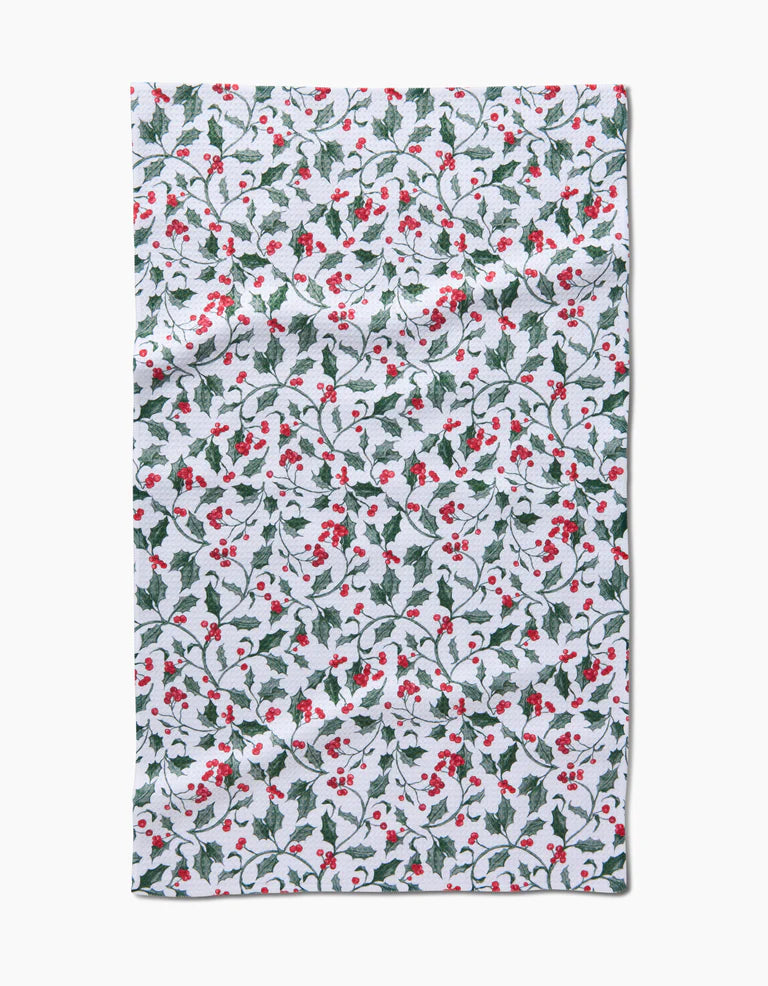 Geometry Christmas Holly Tea Towel