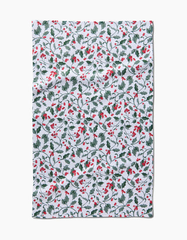 Geometry Christmas Holly Tea Towel